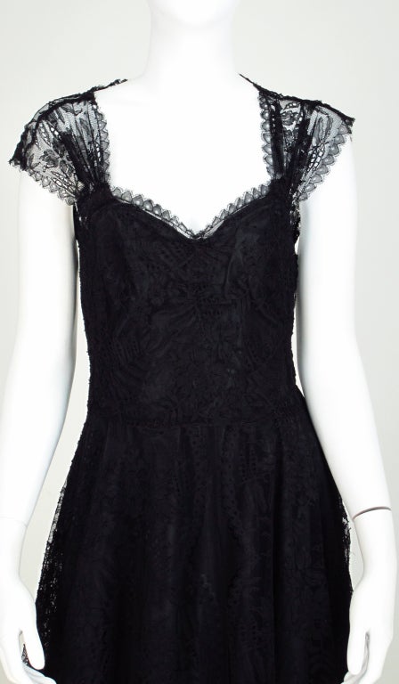 1940s black lace gown at 1stdibs