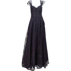 Vintage 1940s black lace gown