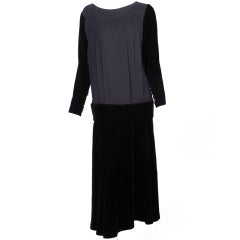 Chanel black velvet and silk 2pc dress