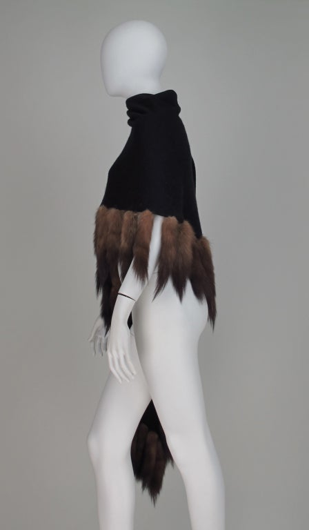1980s Black cashmere & sable tail wrap 3