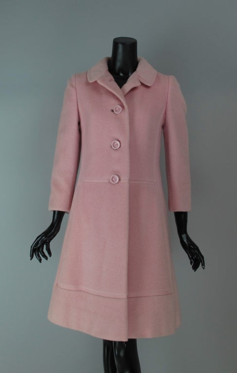 Louis Feraud 1960s Mod pink wool coat 6