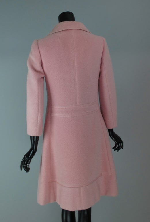 Louis Feraud 1960s Mod pink wool coat 1