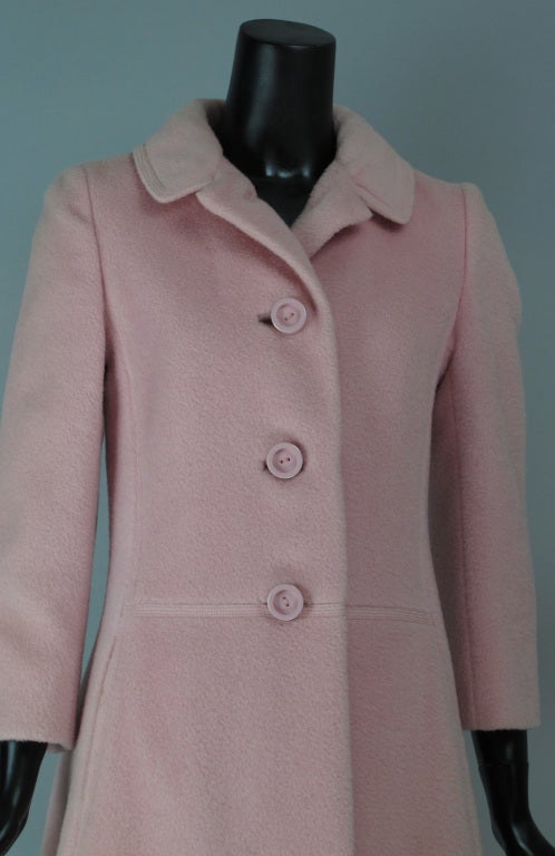 Louis Feraud 1960s Mod pink wool coat 4