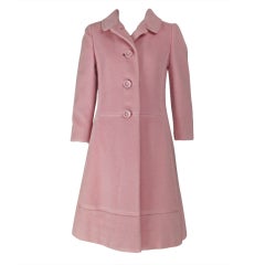 Vintage Louis Feraud 1960s Mod pink wool coat