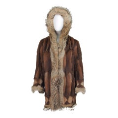 Vintage Sheared muskrat & coyote fur ski parka Somper Furs Beverly Hills