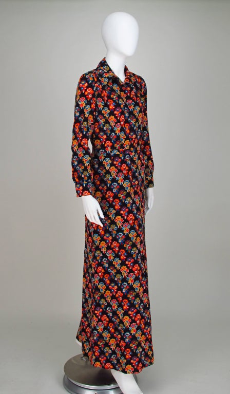 1970s Yves Saint Laurent Print Challis Dress