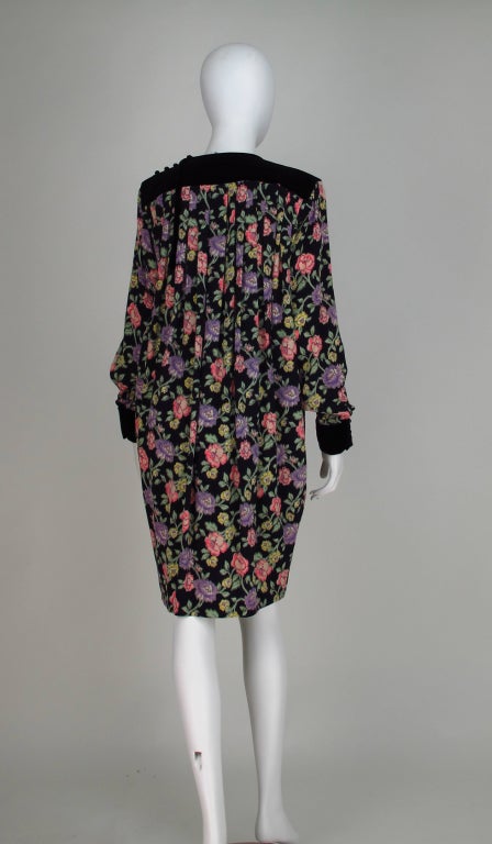 1980s Ungaro floral smock dress 2