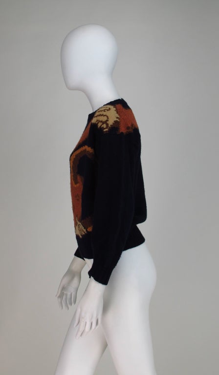 Women's Rare Krizia Maglia Monkey Love sweater 1980s