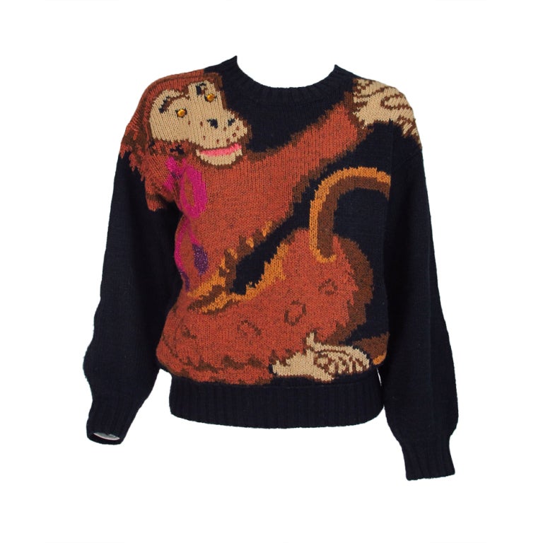 Rare Krizia Maglia Monkey Love sweater 1980s