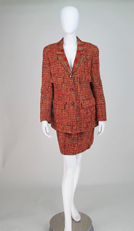 1990s Chanel russet tweed suit 1