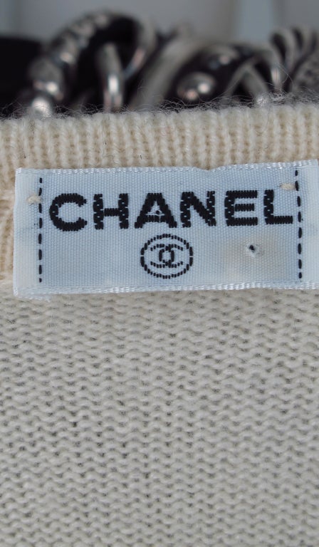 Chanel cream cashmere classic sweater 6