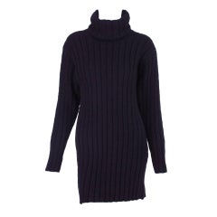 Vintage 1990s Chanel ribbed wool turtleneck tunic dress