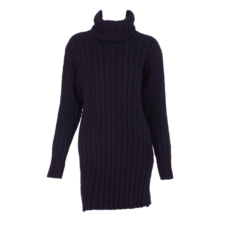 1990s Chanel ribbed wool turtleneck tunic dress at 1stdibs