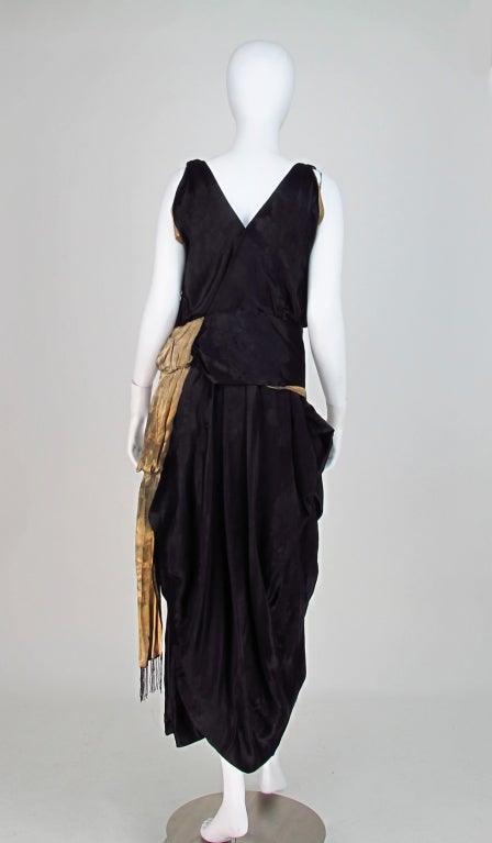 Orientalist influenced silk damask & lame evening dress 1900s 2