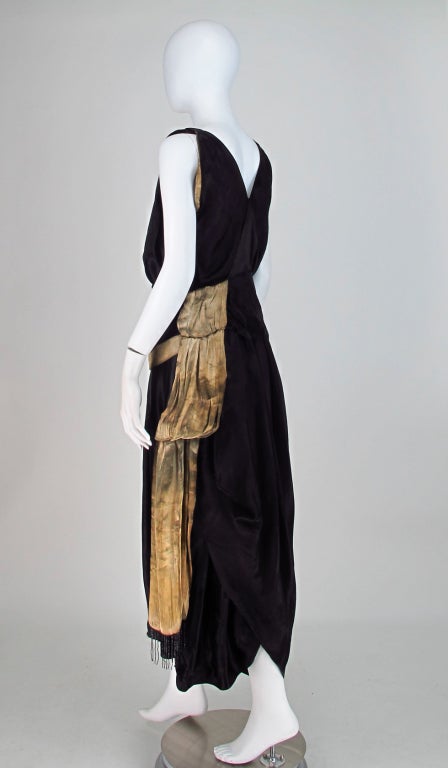 Orientalist influenced silk damask & lame evening dress 1900s 3