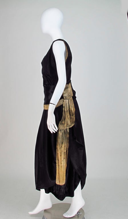 Orientalist influenced silk damask & lame evening dress 1900s 4