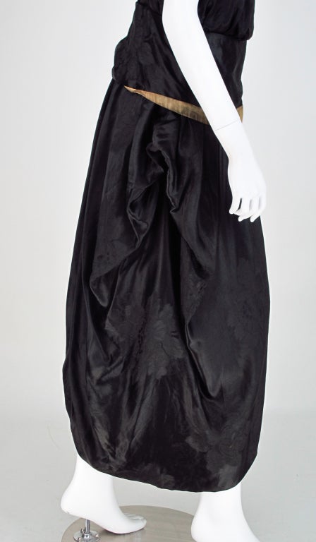 Orientalist influenced silk damask & lame evening dress 1900s 5