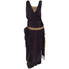 Antique Orientalist influenced silk damask & lame evening dress 1900s