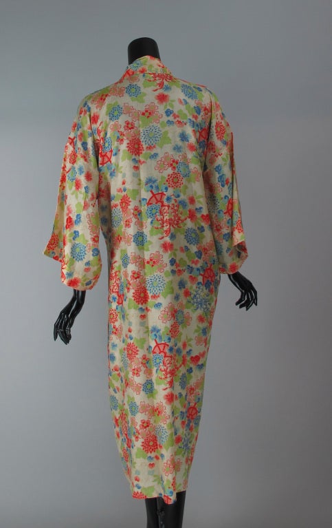 1920s floral print  silk robe 1