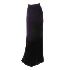 1990s Ungaro black velvet fish tail hem maxi skirt