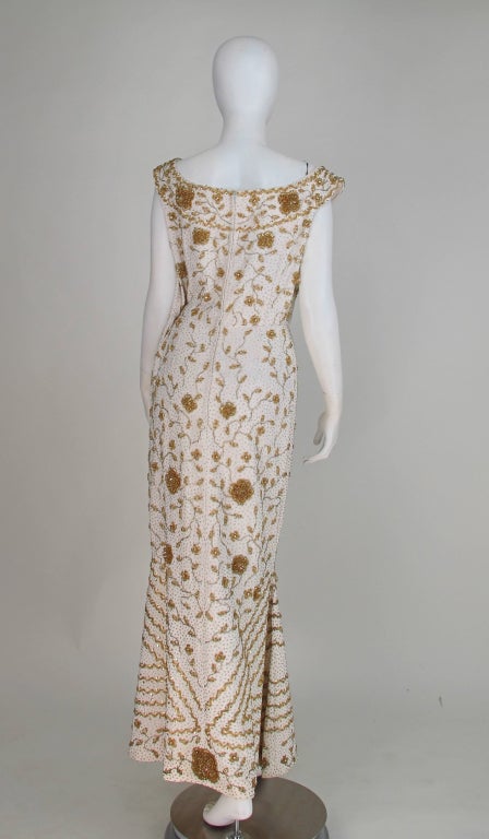 Women's Mignon heavily beaded evening gown 1950s