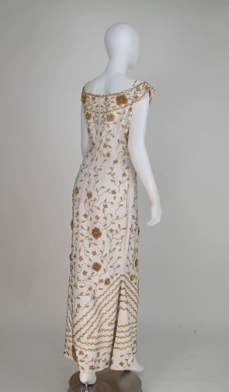 Mignon heavily beaded evening gown 1950s 1