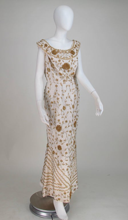 Mignon heavily beaded evening gown 1950s 3