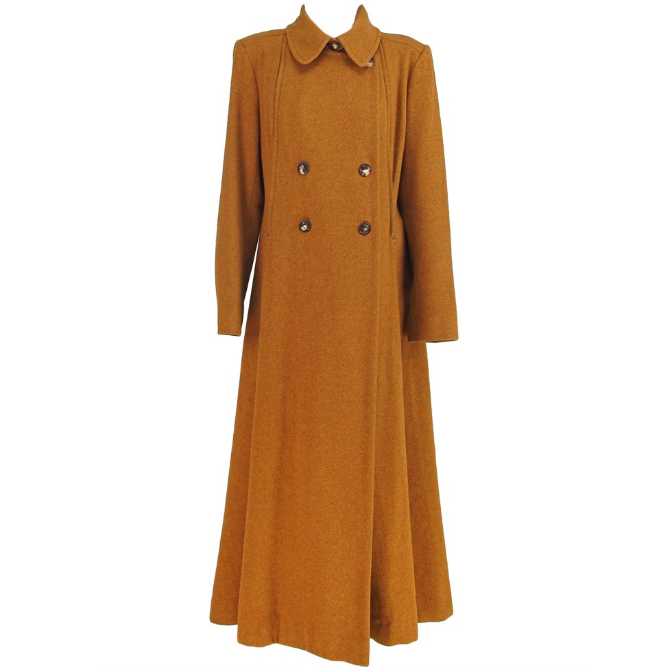 1990s Hermes military influenced wool maxi coat