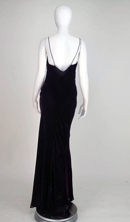 Black Rare Helen David English Eccentrics silk velvet bias cut gown