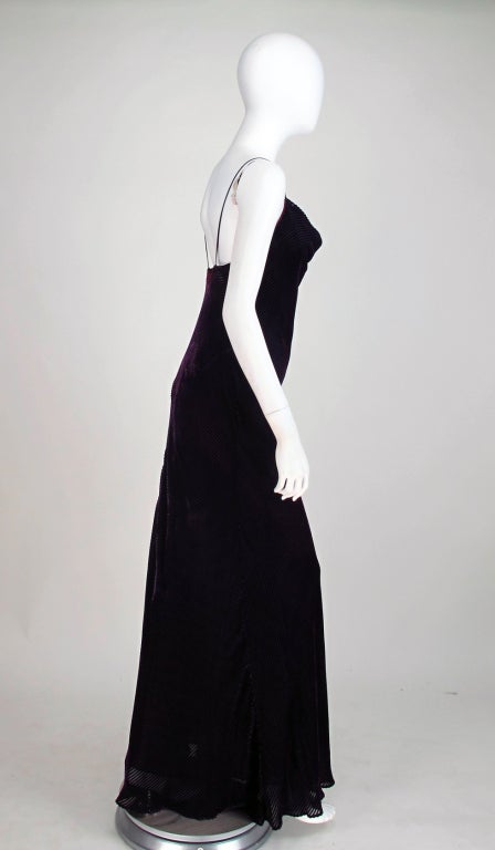 Women's Rare Helen David English Eccentrics silk velvet bias cut gown