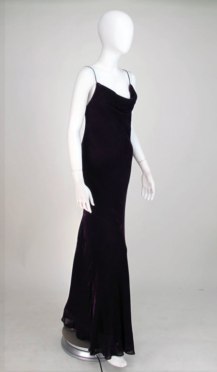 Rare Helen David English Eccentrics silk velvet bias cut gown 1