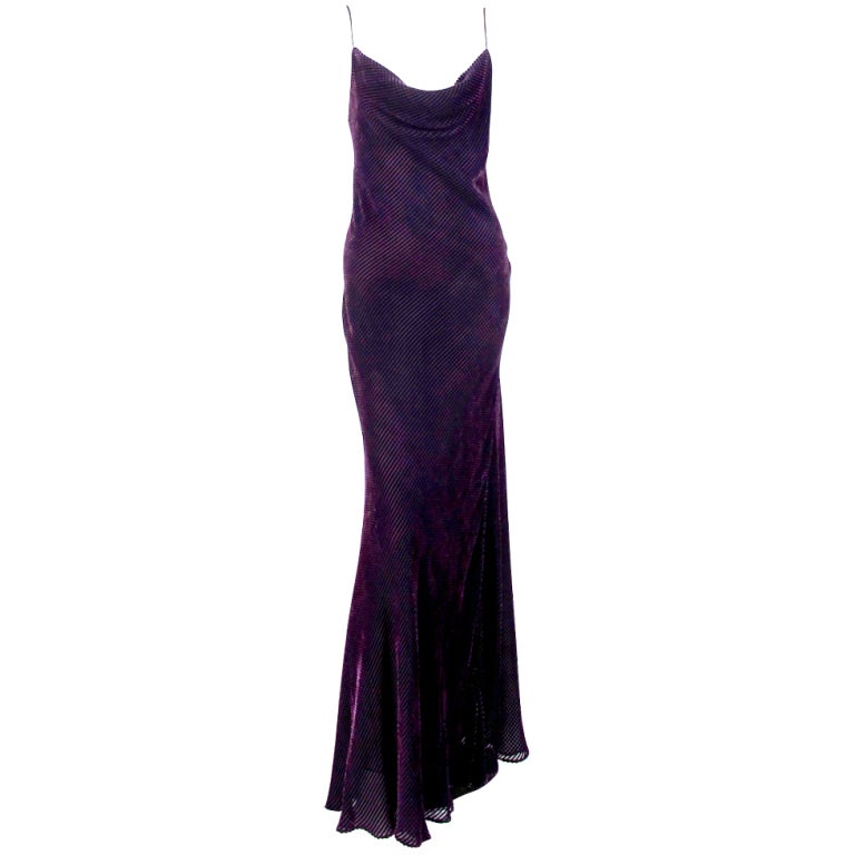 Rare Helen David English Eccentrics silk velvet bias cut gown