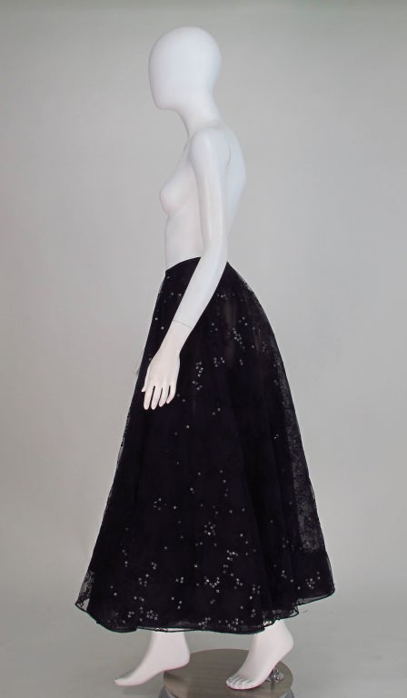 Women's Oscar de la Renta black tulle moon & star evening skirt