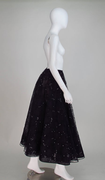 Oscar de la Renta black tulle moon & star evening skirt 3