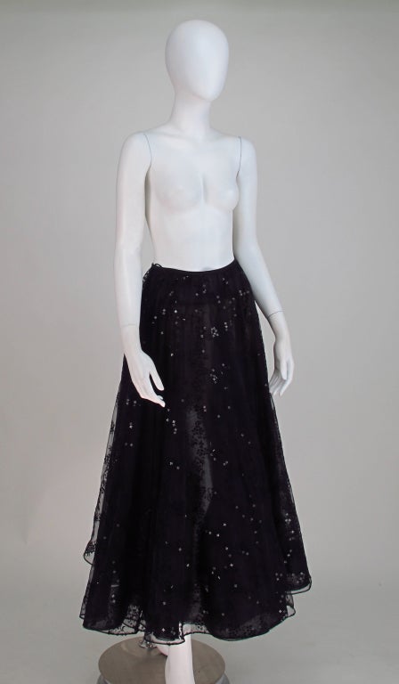 Oscar de la Renta black tulle moon & star evening skirt 4