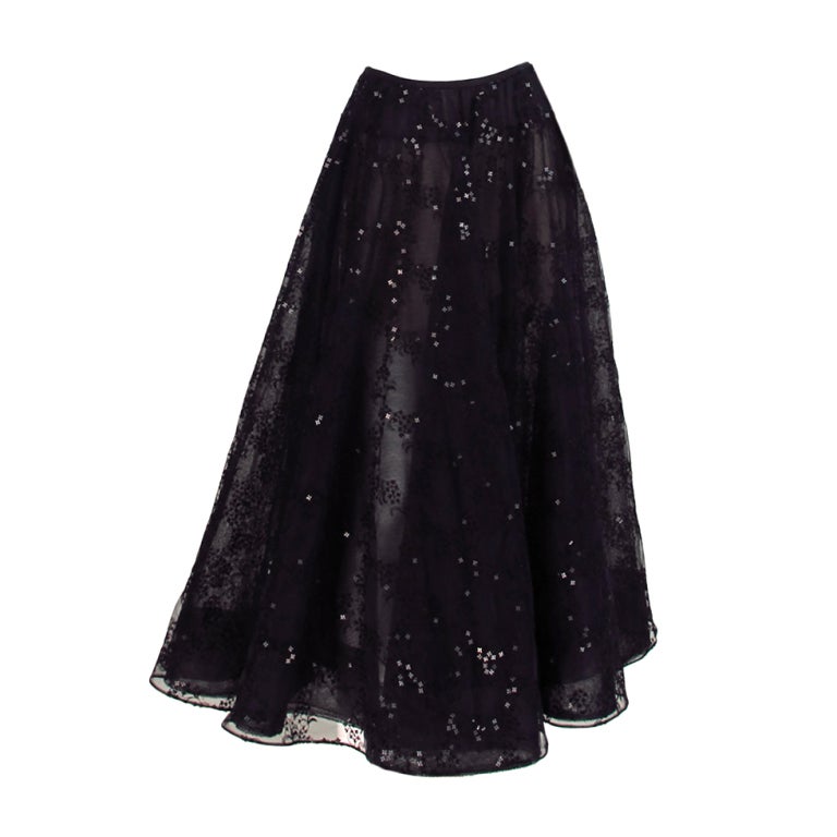 Oscar de la Renta black tulle moon & star evening skirt