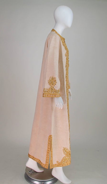 1960s Silk faille embroidered caftan In Excellent Condition In West Palm Beach, FL