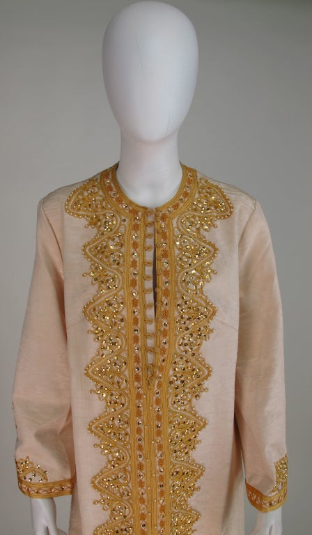 1960s Silk faille embroidered caftan 5