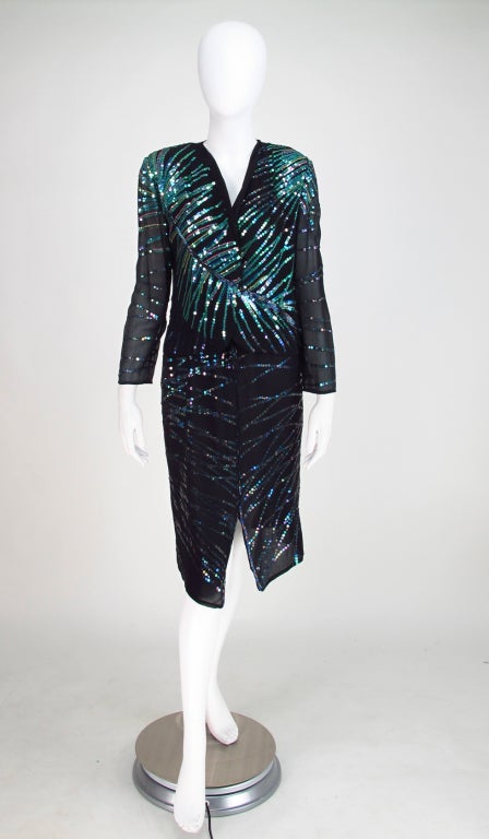 Rare Neil Bieff/Auturo Herrera sequin silk set 1970s For Sale at 1stDibs