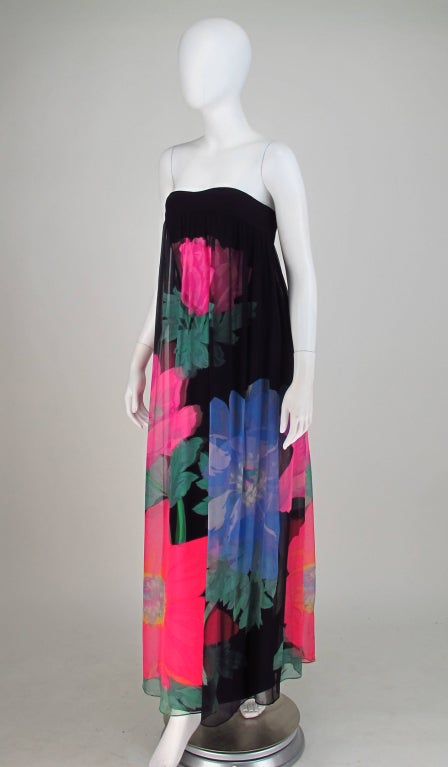 1968 Hanae Mori Couture silk gown In Good Condition In West Palm Beach, FL