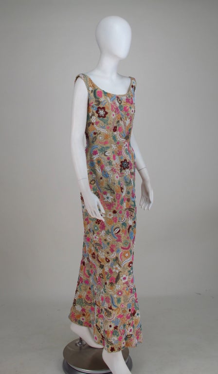 heavily beaded evening gown