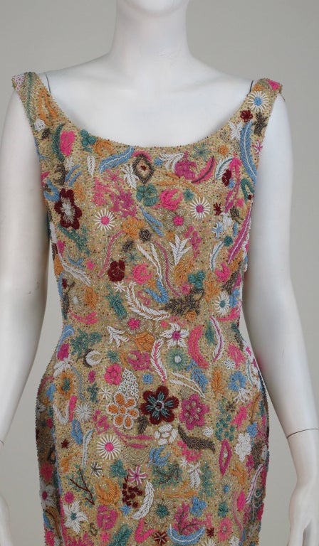 heavily beaded evening gown