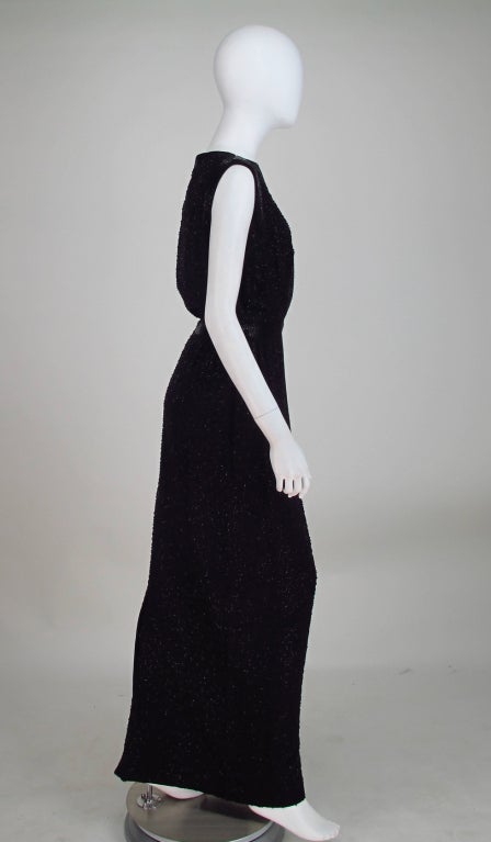 1950s I. Magnin beaded plunge gown In Excellent Condition In West Palm Beach, FL