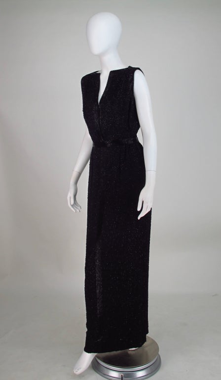 1950s I. Magnin beaded plunge gown 2