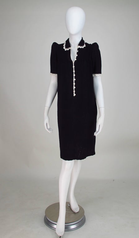 1960s Adolfo babydoll dress in black & white