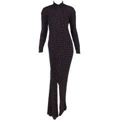 1970s Jean Muir dot knit jersey maxi dress