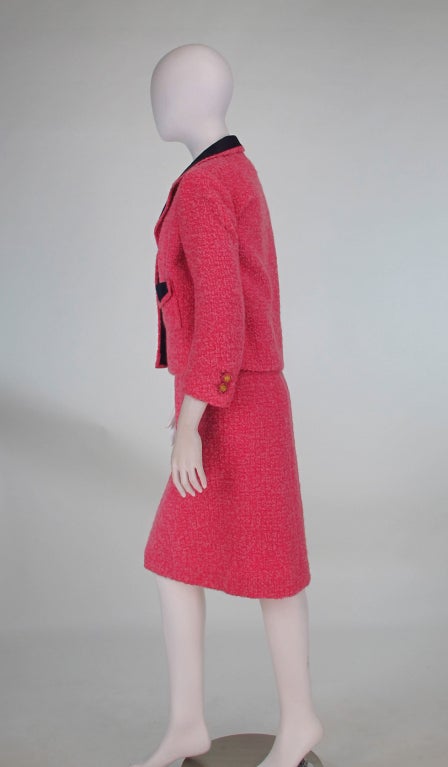 Chanel Haute Couture pink wool suit 1960s 3