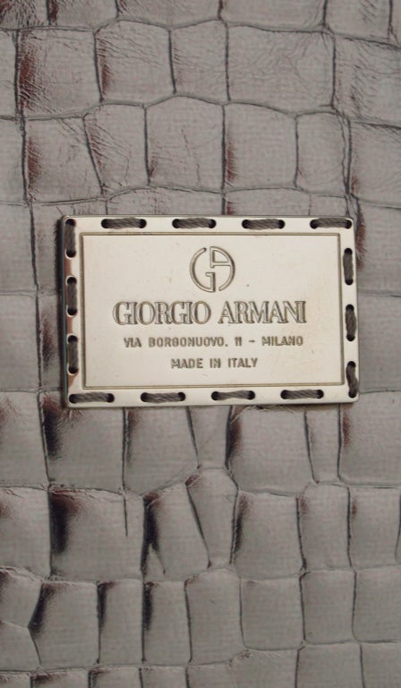 Giorgio Armani bronze faux alligator tote bag 3