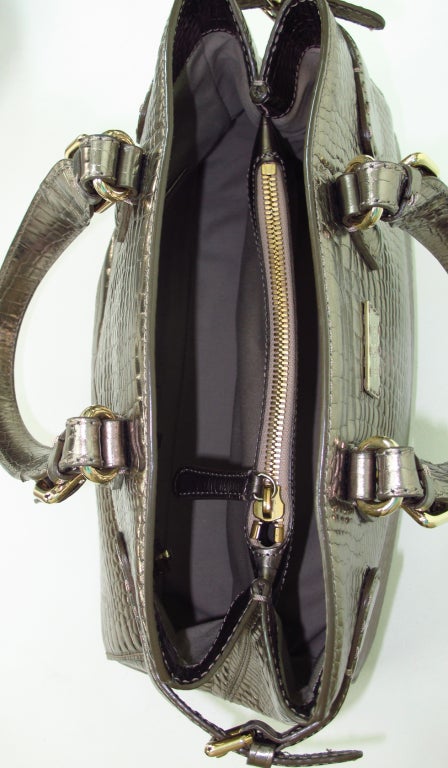 Giorgio Armani bronze faux alligator tote bag 4