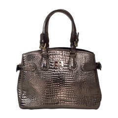 Giorgio Armani bronze faux alligator tote bag